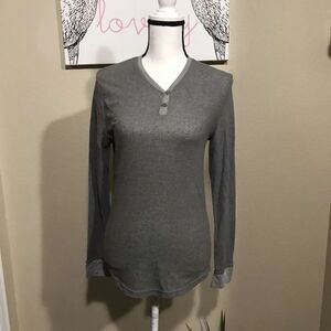 BDG long sleeve shirt thermal Henley gray